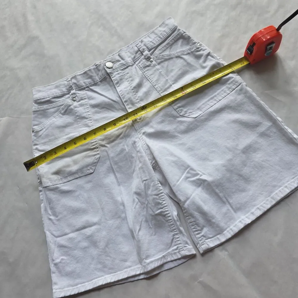 Bandolino Bermuda Shorts Womens 12 White High Rise Stretch Utility Patch Pocket